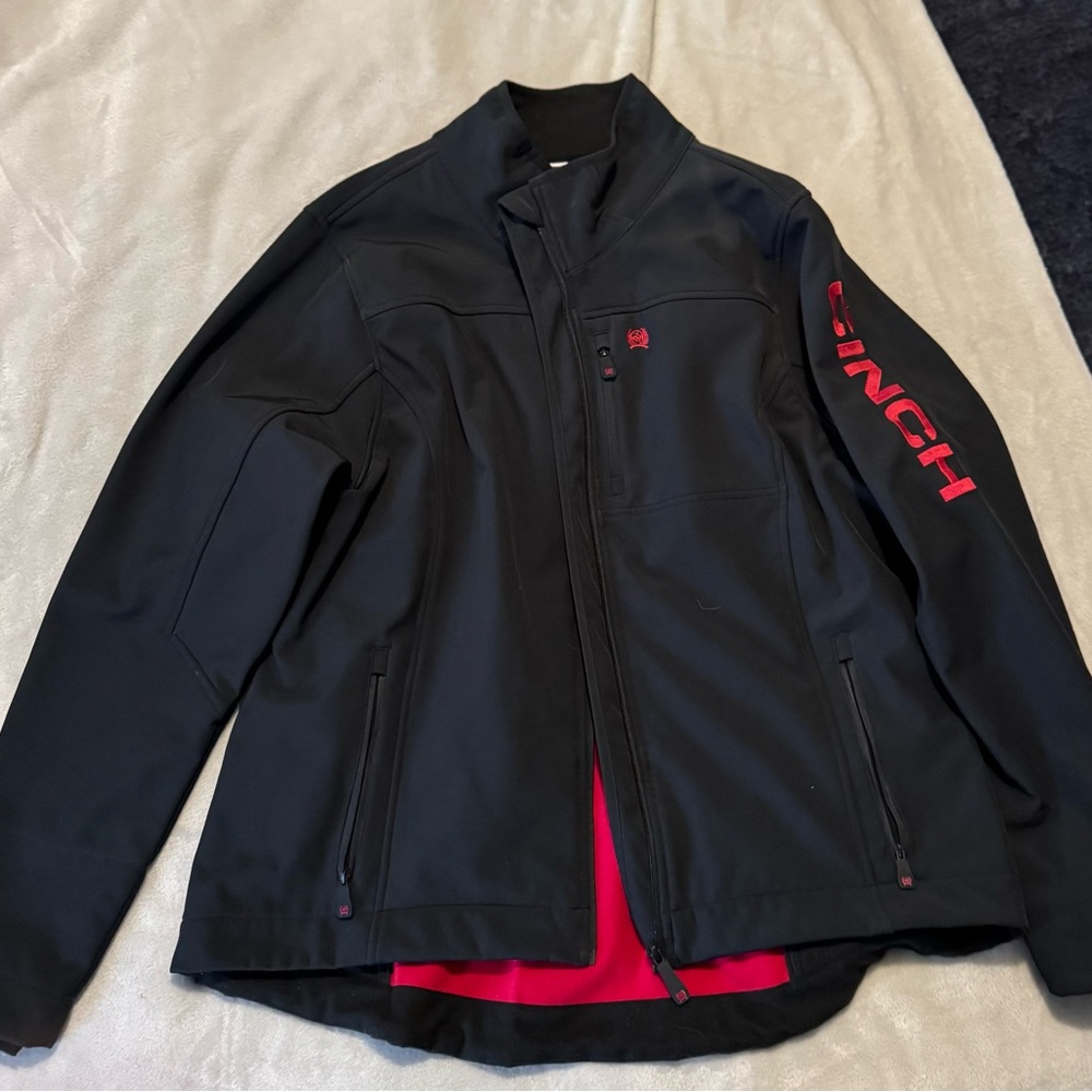 Cinch Black Jacket with Red Lining and Logo